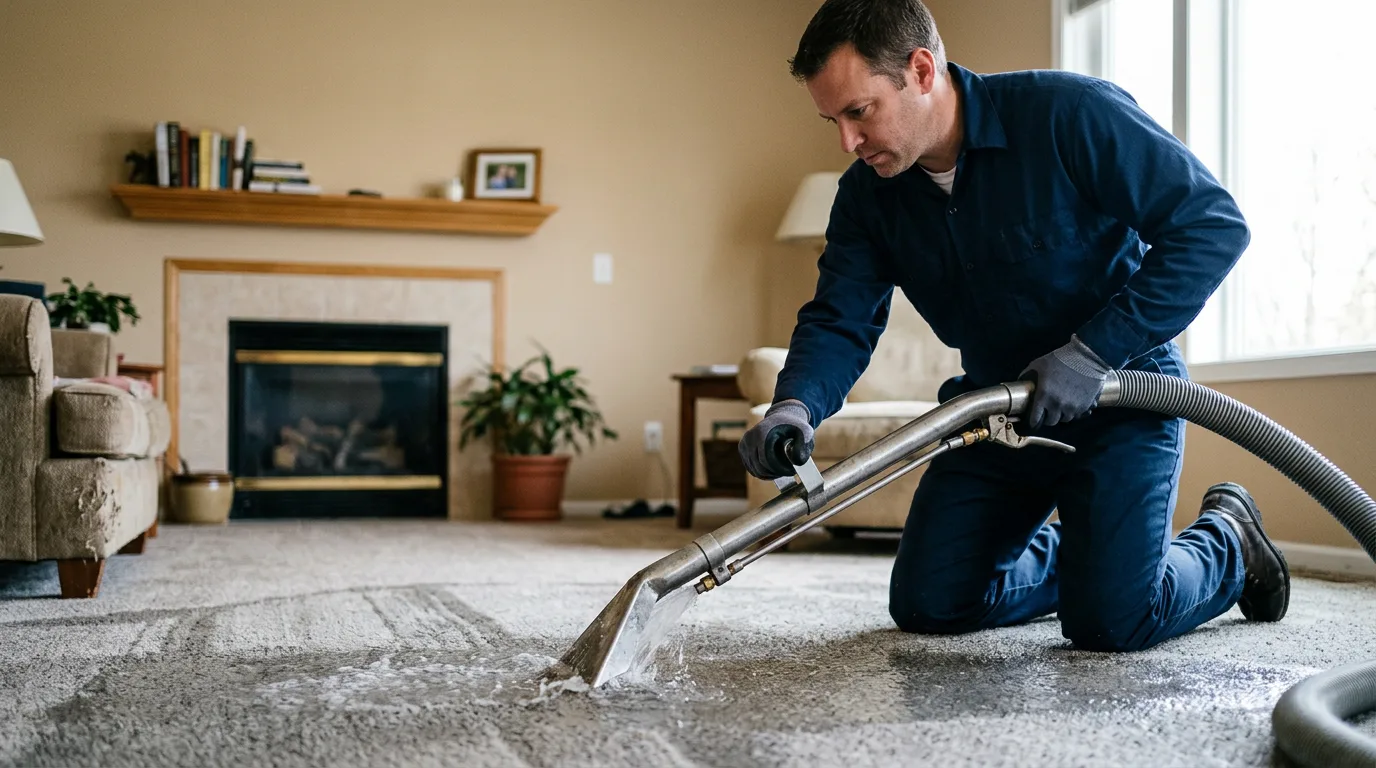 Water damage restoration technician working near Houston, DE